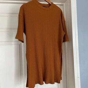 Ribbed Short Sleeve Top in Mustard